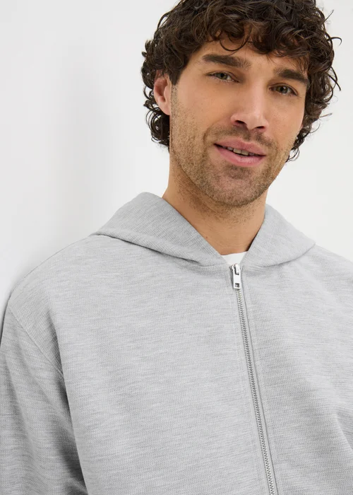 Grey Textured Zip Up Co Ord Hoodie - S Image 2