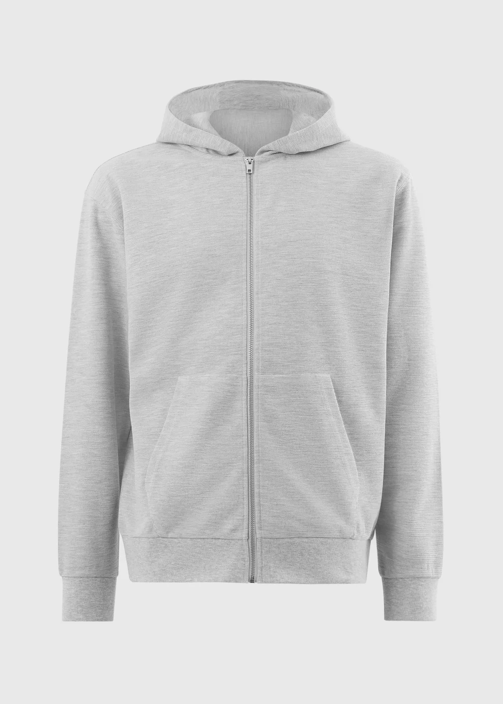 Grey Textured Zip Up Co Ord Hoodie - S Image 4