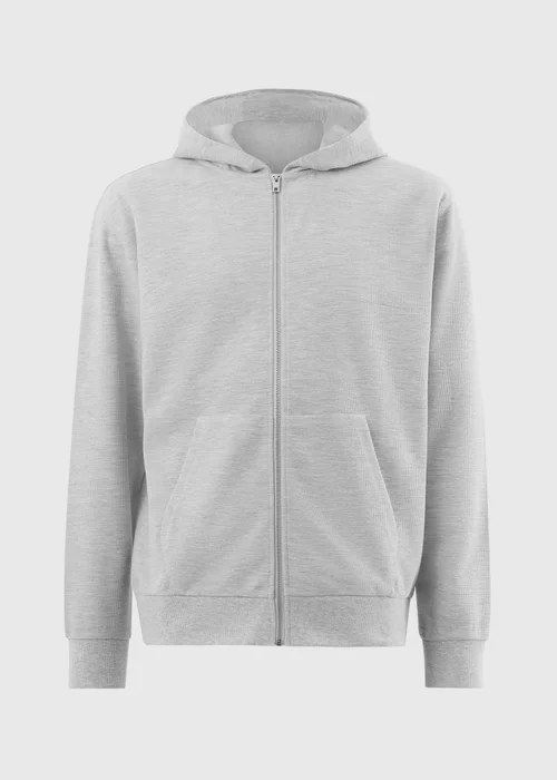 Grey Textured Zip Up Co Ord Hoodie - S Image 4