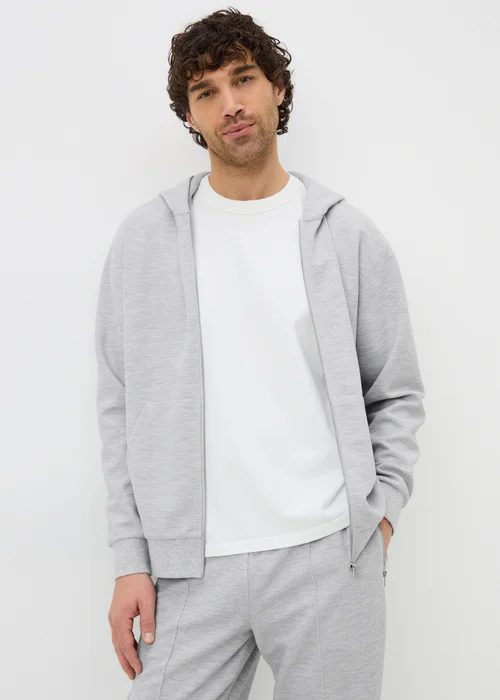 Grey Textured Zip Up Co Ord Hoodie - S Image 1
