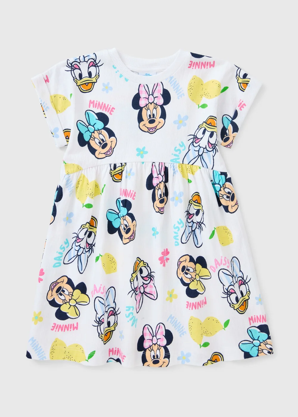 Disney Girls White Minnie & Daisy Crinkle Dress (1-7yrs) - 1 to 1 half years Image 1
