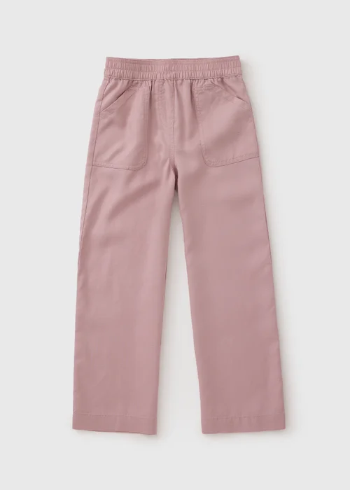 Girls Pink Chambray Wide Leg Trousers (7-15yrs) - Age 7 Years Image 1