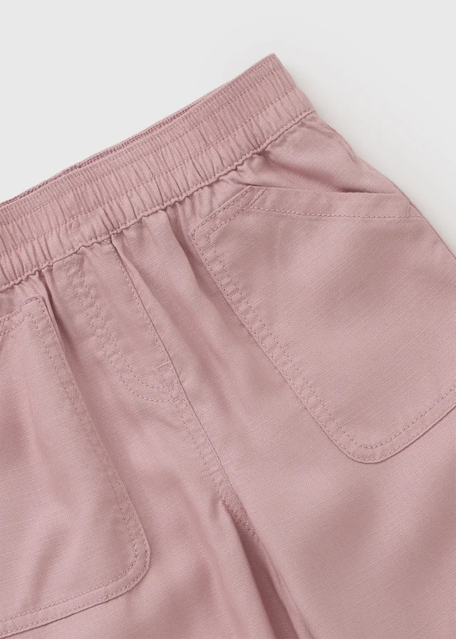 Girls Pink Chambray Wide Leg Trousers (7-15yrs)