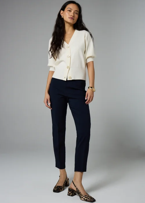 Et Vous Navy Bengaline Ankle Grazer Trousers - 8/L29 Image 1