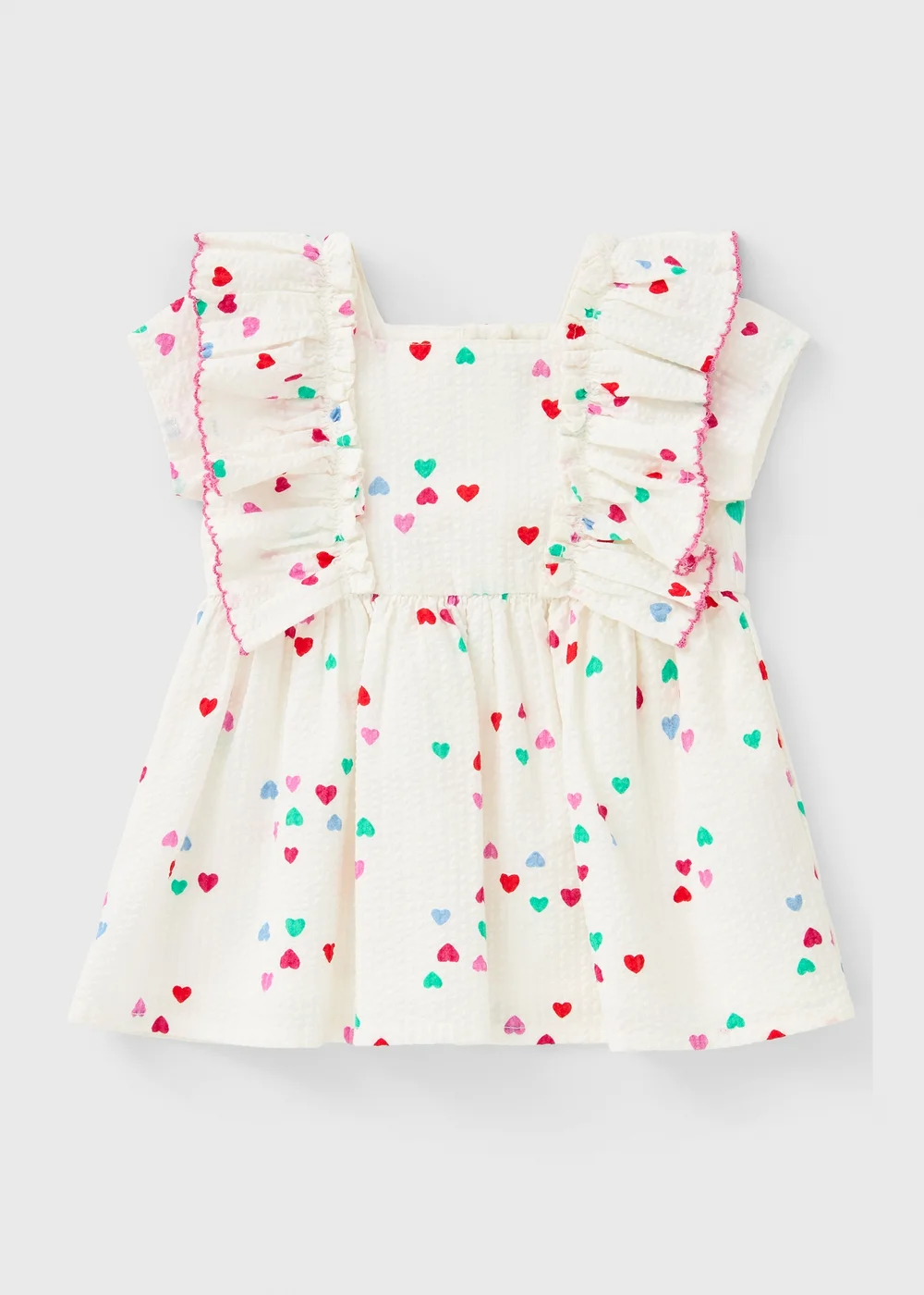Baby Cream Heart Frill Woven Dress (Newborn-23mths) - 0-3 months Image 1