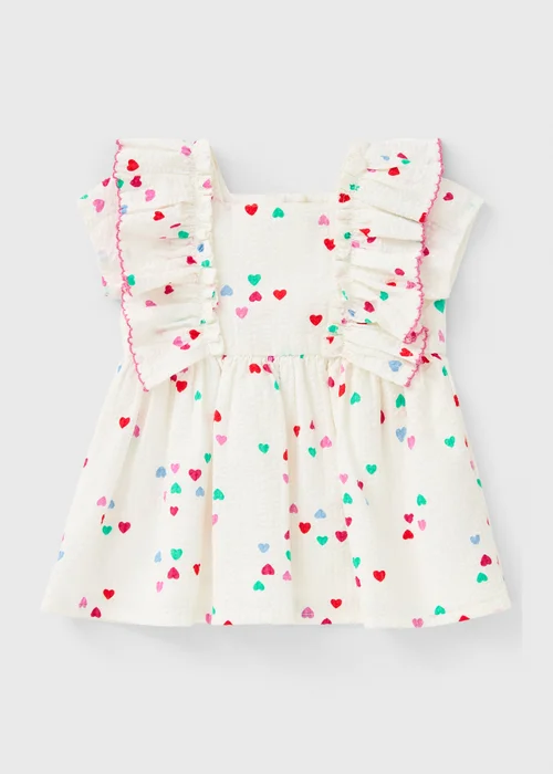 Baby Cream Heart Frill Woven Dress (Newborn-23mths) - 0-3 months Image 1