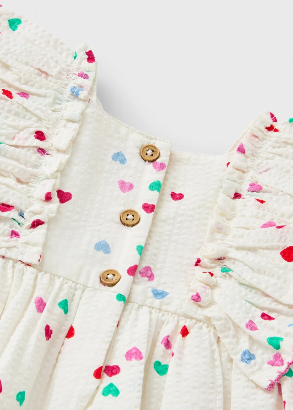 Baby Cream Heart Frill Woven Dress (Newborn-23mths) - 0-3 months Image 2