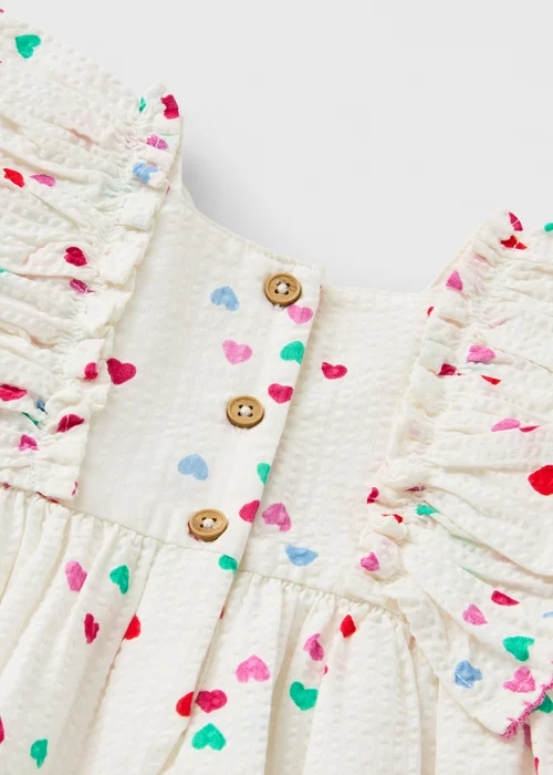 Baby Cream Heart Frill Woven Dress (Newborn-23mths) - 0-3 months Image 2