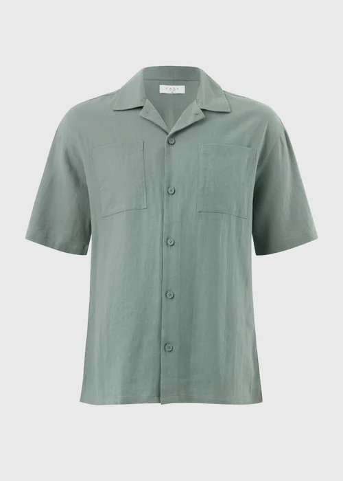 Sage Green Linen Blend Short Sleeve Co Ord Shirt - S Image 4