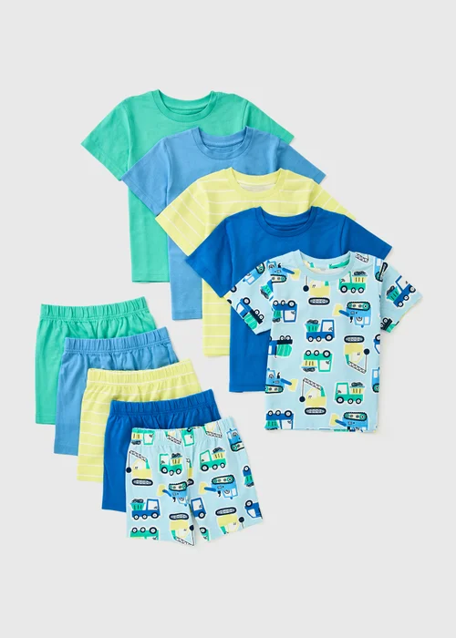 5 Pack Boys Blue Digger Pyjama Sets (1-7yrs) - 1-1.5 Yrs Image 1