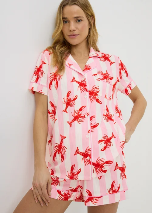 Pink Lobster Button Up Short Pyjama Set - Extra small Image 1