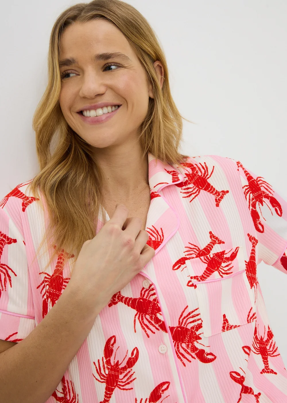 Pink Lobster Button Up Short Pyjama Set - Extra small Image 2