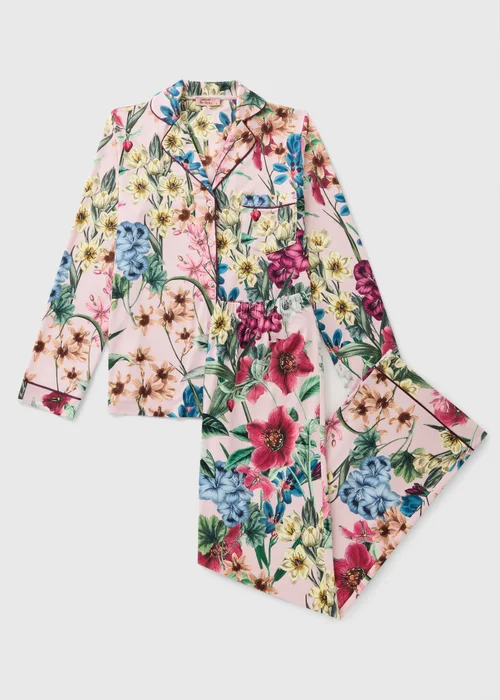Pink Floral Button Up Pyjama Set - Medium Image 3