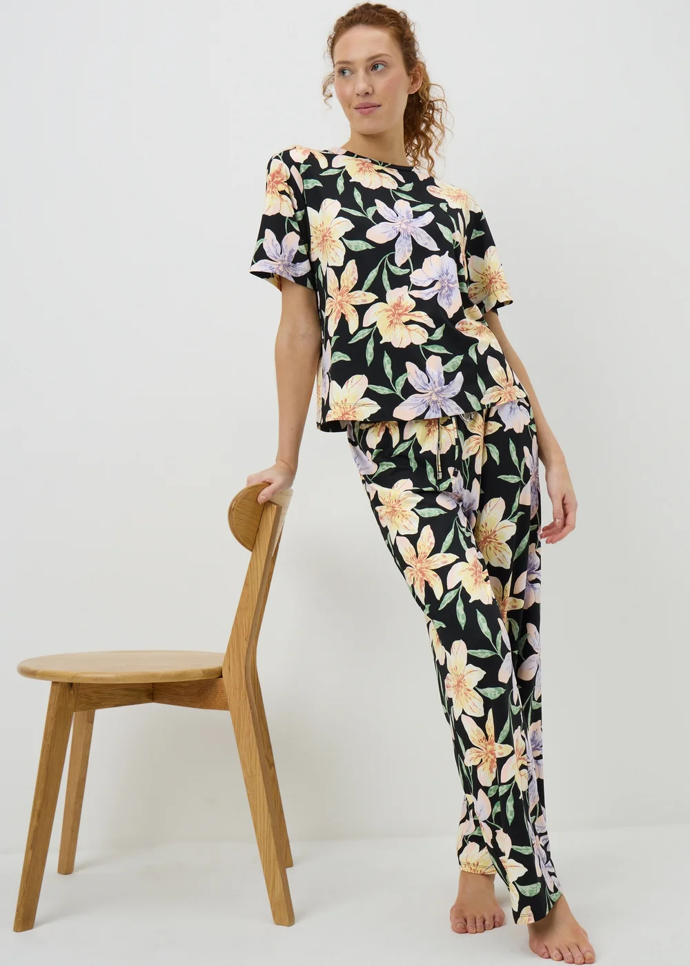 Black Floral Pyjama Set - Extra small Image 2