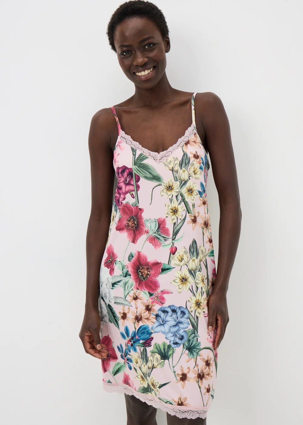 Pink Floral Chemise Nightie - Extra small Image 1