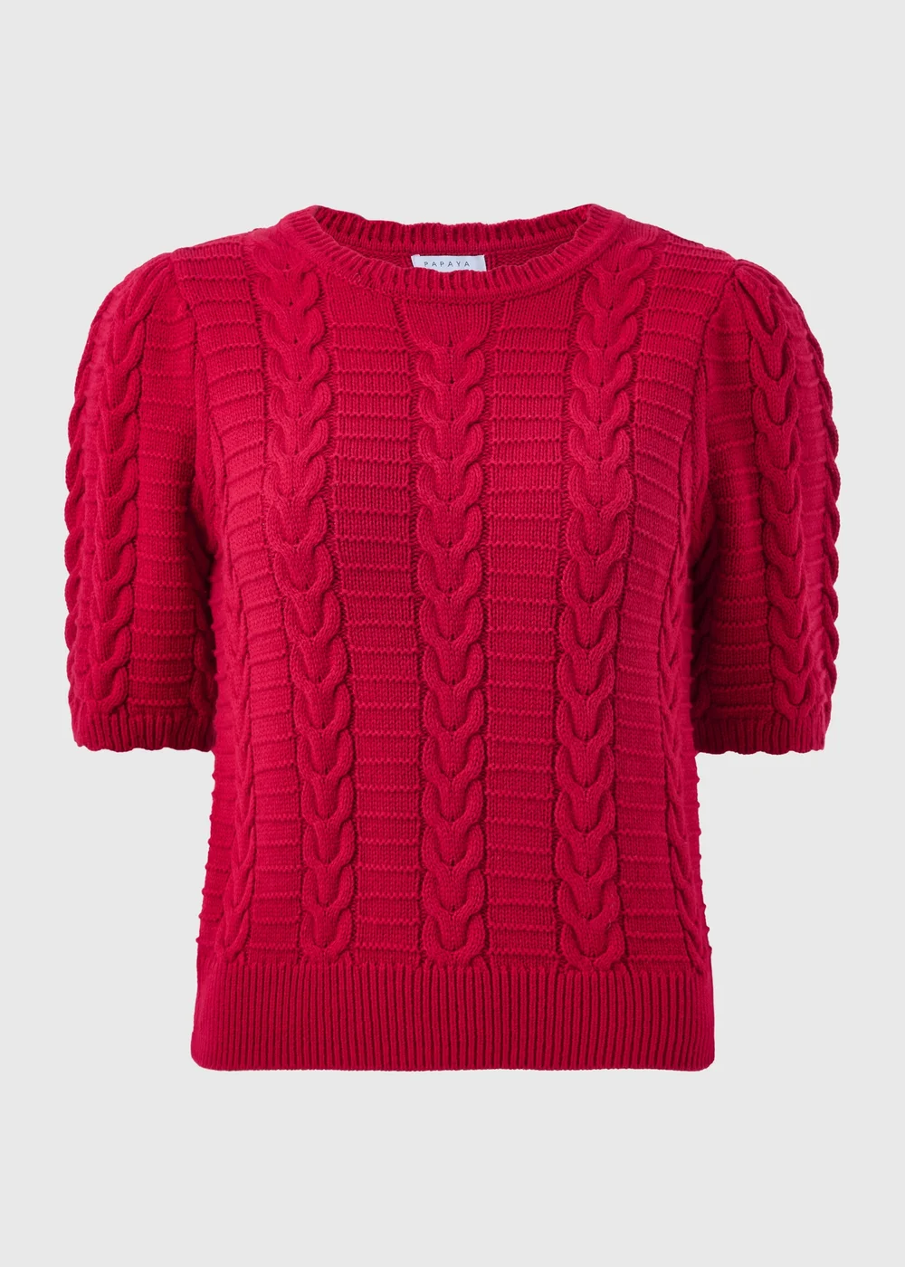 Red Short Sleeve Cable Jumper - XS Image 3