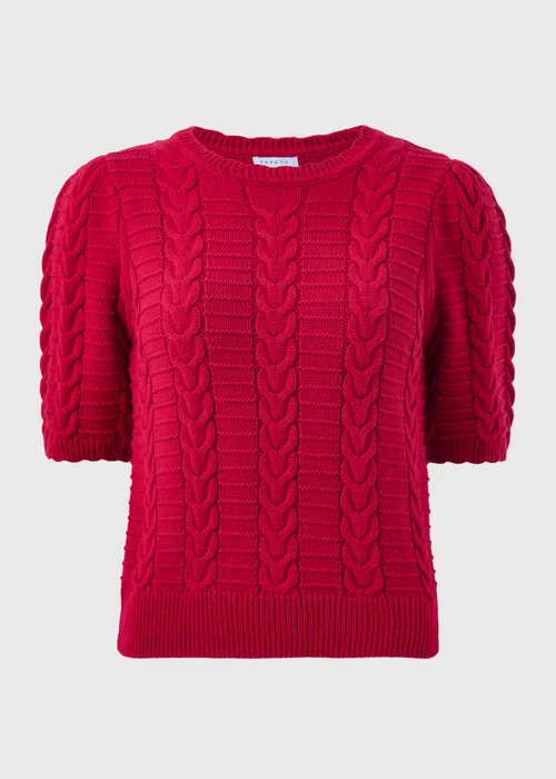 Red Short Sleeve Cable Jumper - XS Image 3