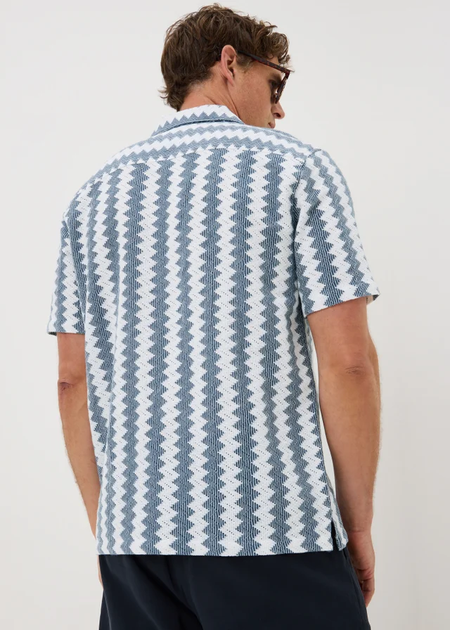Blue Stripe Crochet Short Sleeve Shirt