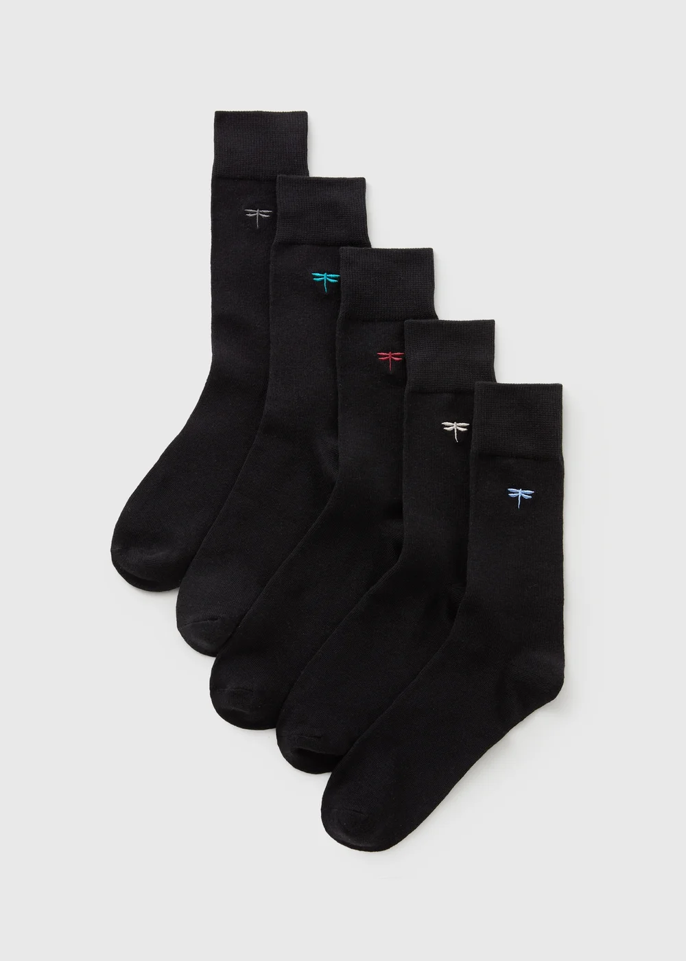 5 Pack Black Dragonfly Ankle Socks - 6-8.5 Image 1