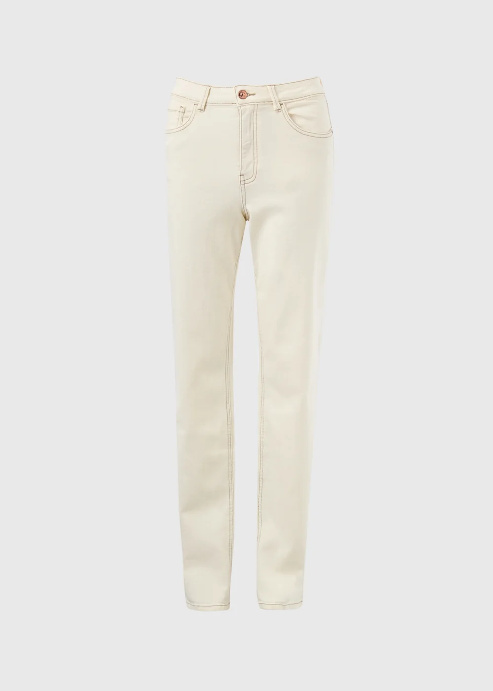 Ecru Stretch Mid Rise Straight Leg Jeans - 20/L29 Image 3