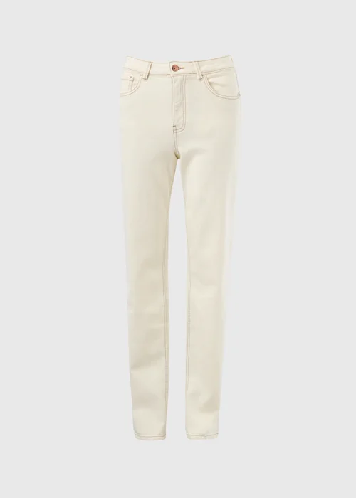 Ecru Stretch Mid Rise Straight Leg Jeans - 20/L29 Image 3
