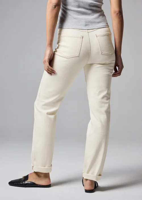 Ecru Stretch Mid Rise Straight Leg Jeans - 8/L29 Image 4