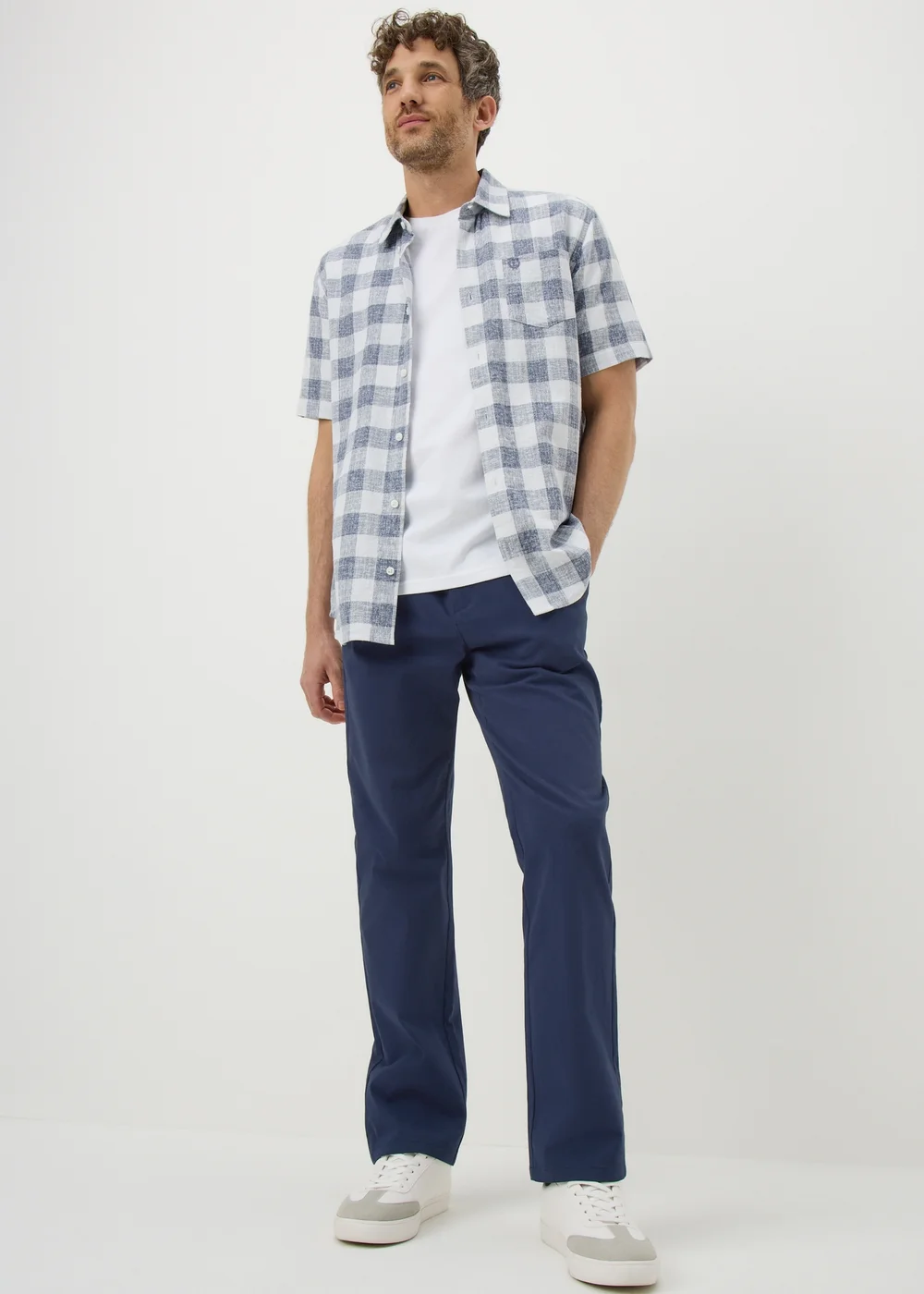 Lincoln Navy Belted Regular Fit Chinos - 32 Waist Regular Image 1