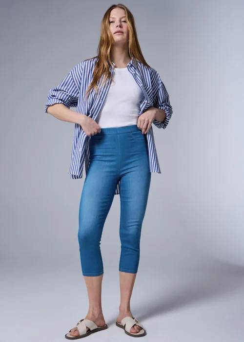Bright Blue Rosie Stretch Cropped Jeggings - 28 Image 1