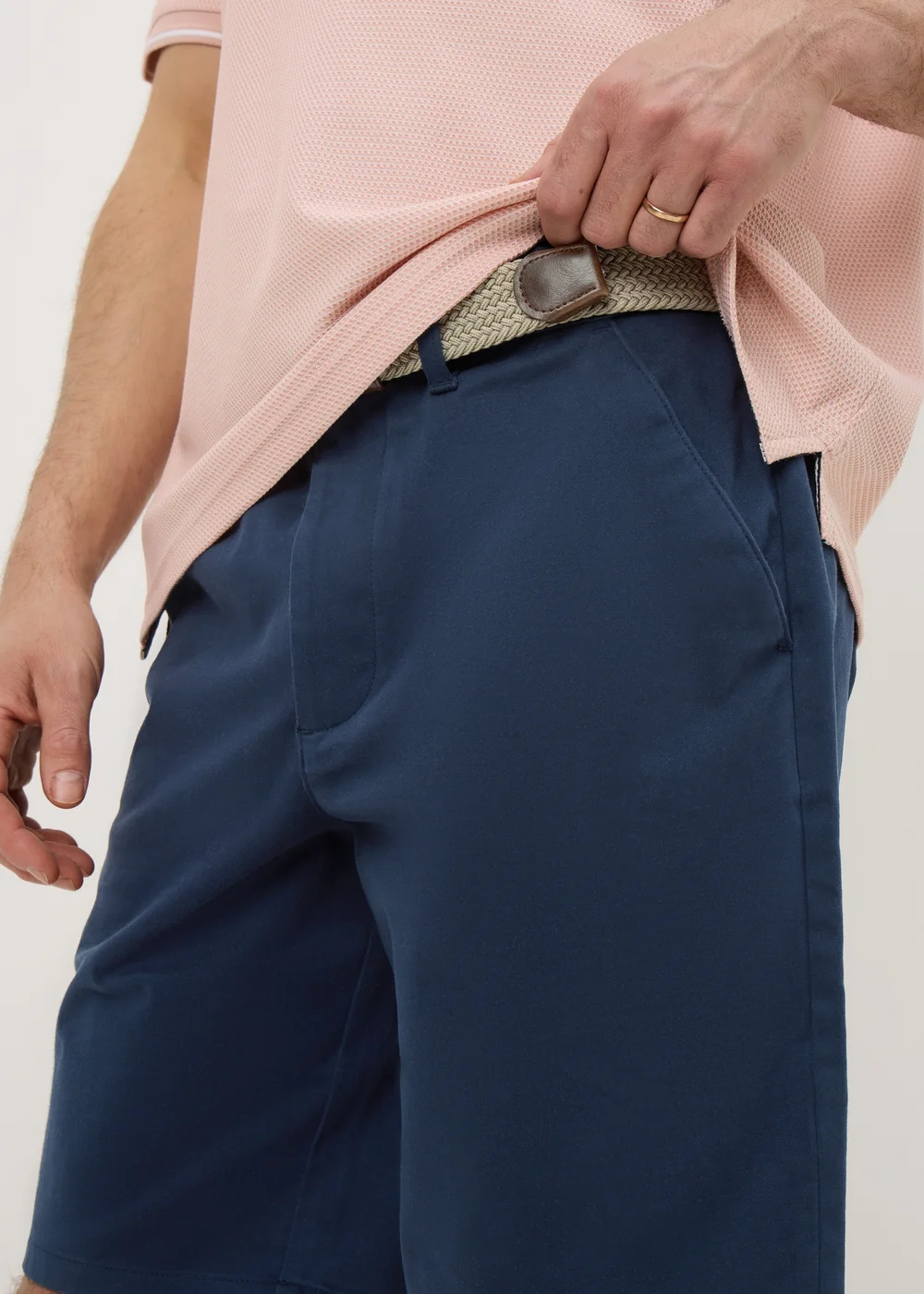 Lincoln Navy Belted Chino Shorts - 34 Image 1