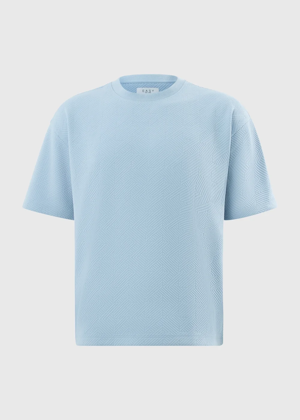 Light Blue Houndstooth Textured T-Shirt - 2XL Image 3