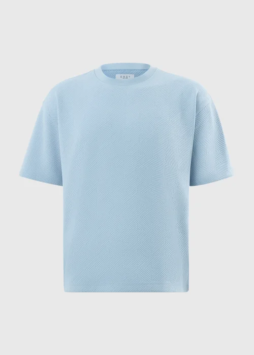 Light Blue Houndstooth Textured T-Shirt - 2XL Image 3