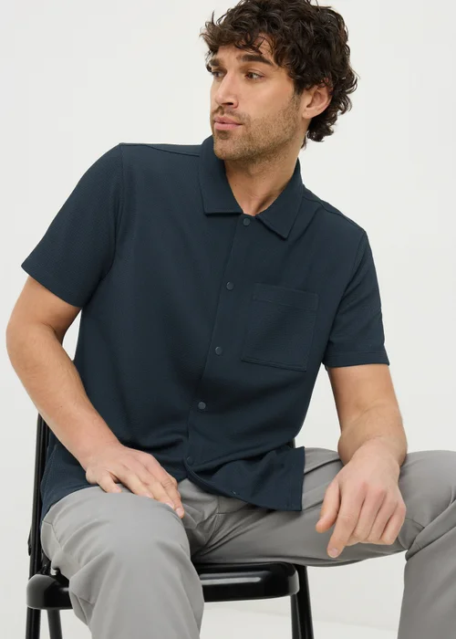 Navy Waffle Jersey Short Sleeve Shirt - S Image 2