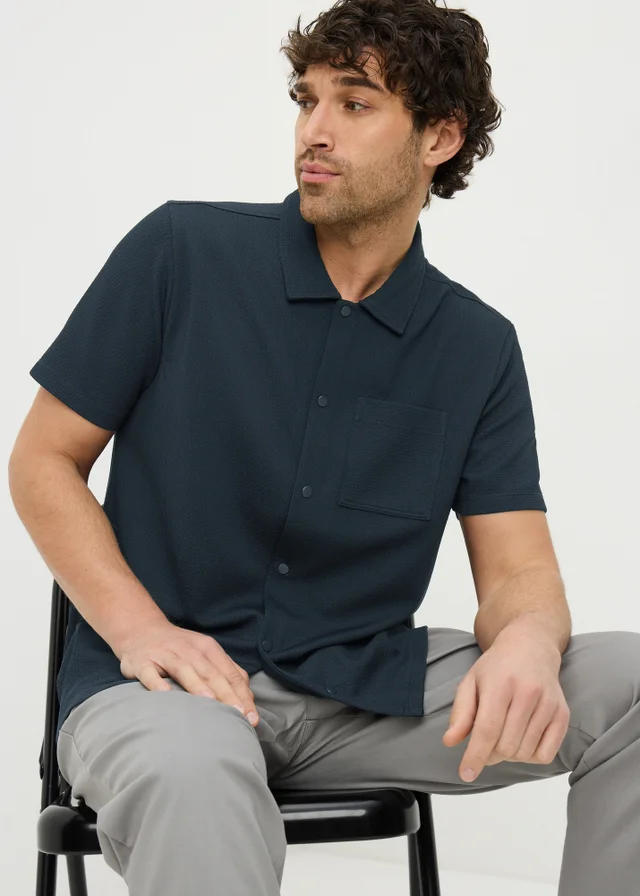 Navy Waffle Jersey Short Sleeve Shirt