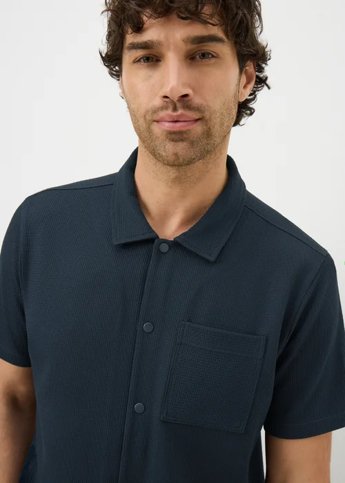 Navy Waffle Jersey Short Sleeve Shirt - S Image 3