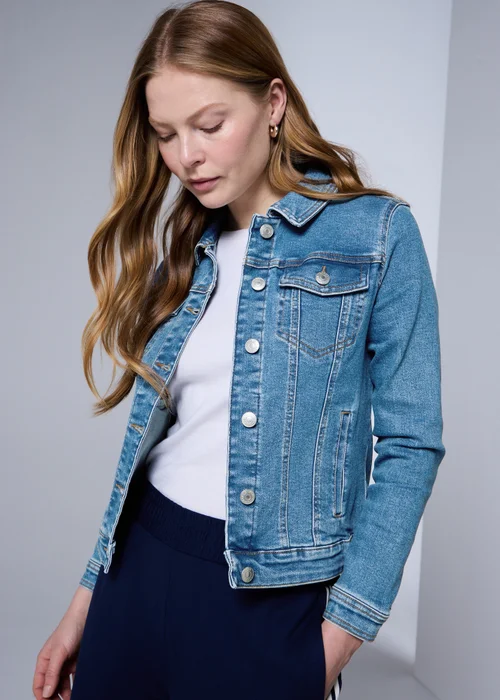 Mid Wash Stretch Denim Jacket - 8 Image 1