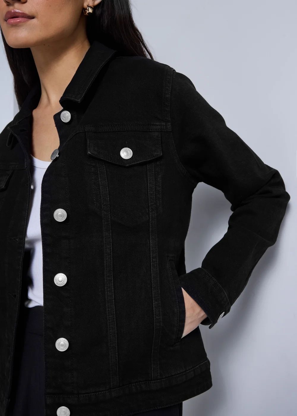 Black Stretch Denim Jacket - 8 Image 3