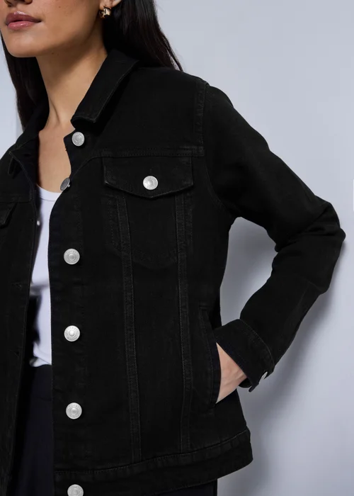 Black Stretch Denim Jacket - 8 Image 3