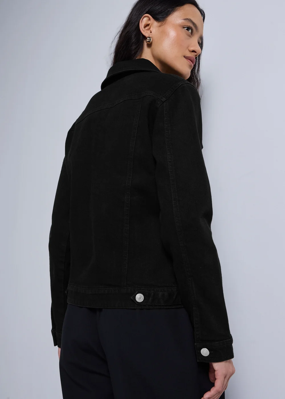 Black Stretch Denim Jacket - 8 Image 4
