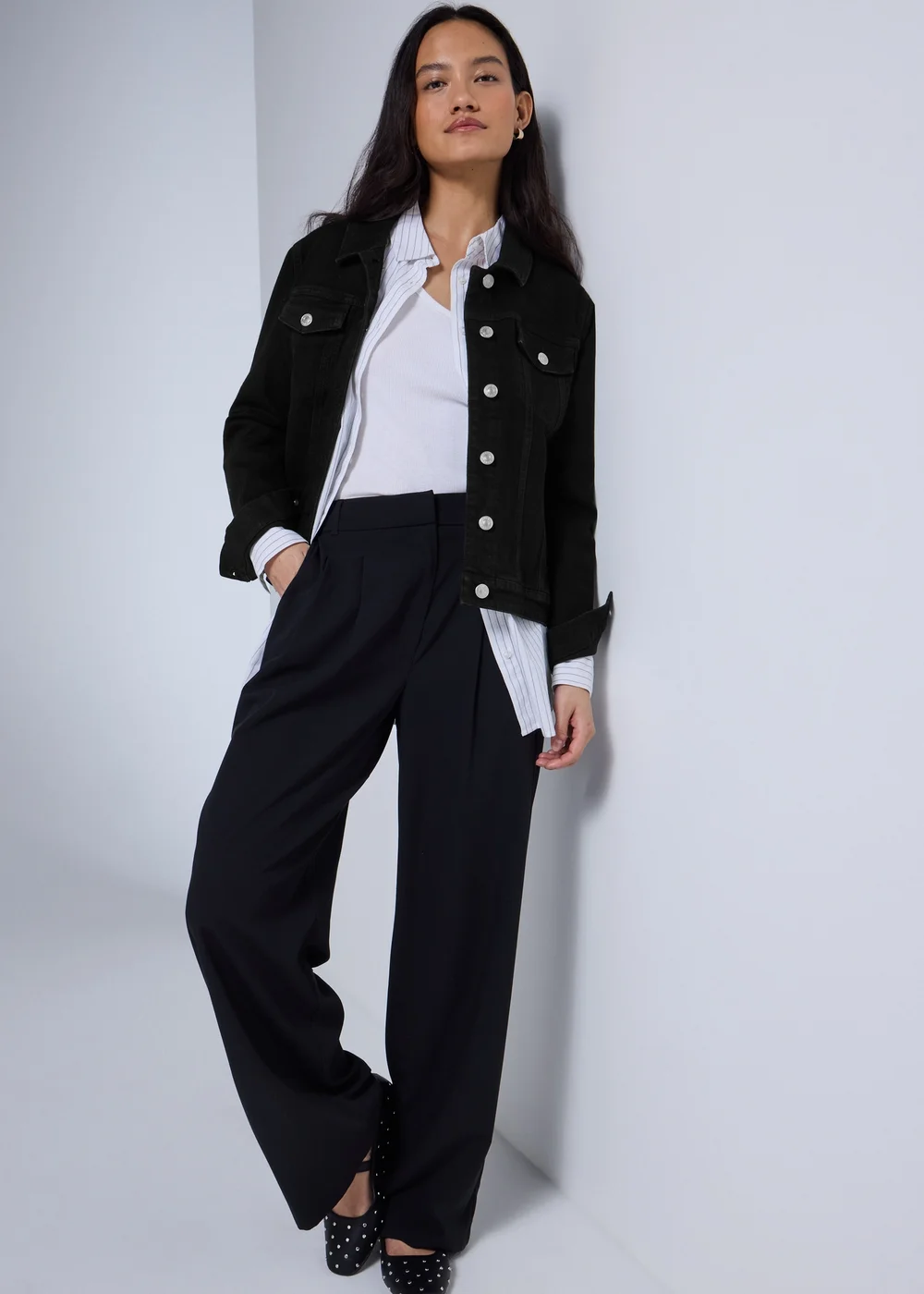 Black Stretch Denim Jacket - 8 Image 1