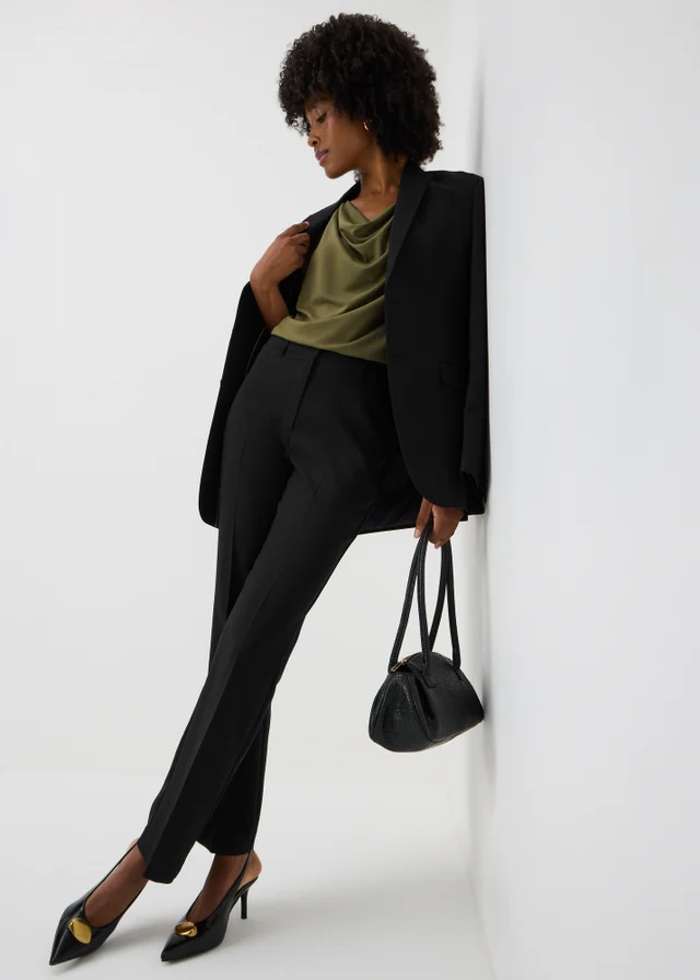 Petite Black Straight Leg Trousers