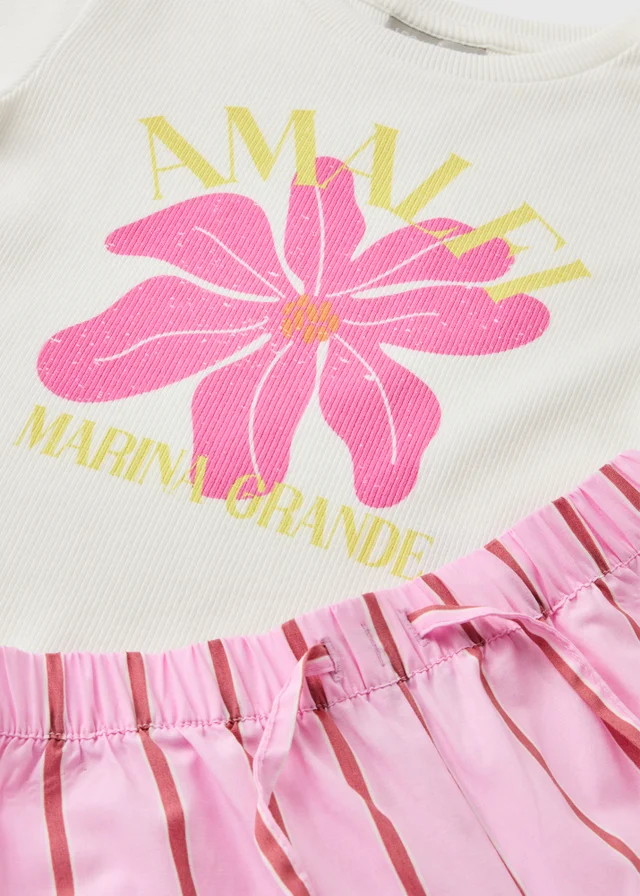 Girls Pink Amalfi Stripe Top & Trouser Set (7-15yrs)