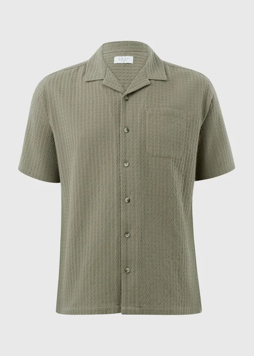 Khaki Textured Revere Short Sleeve Shirt - S Image 4