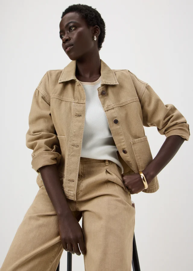 Beige Denim Shacket