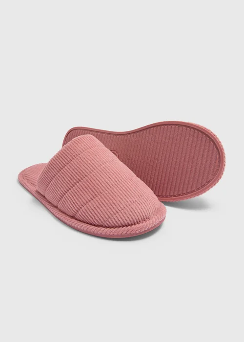 Pink Cord Closed Toe Slippers - S Image 2