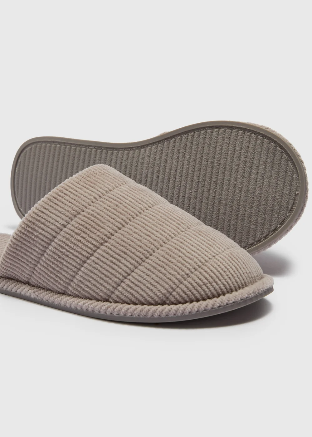 Grey Cord Closed Toe Slippers - S Image 2
