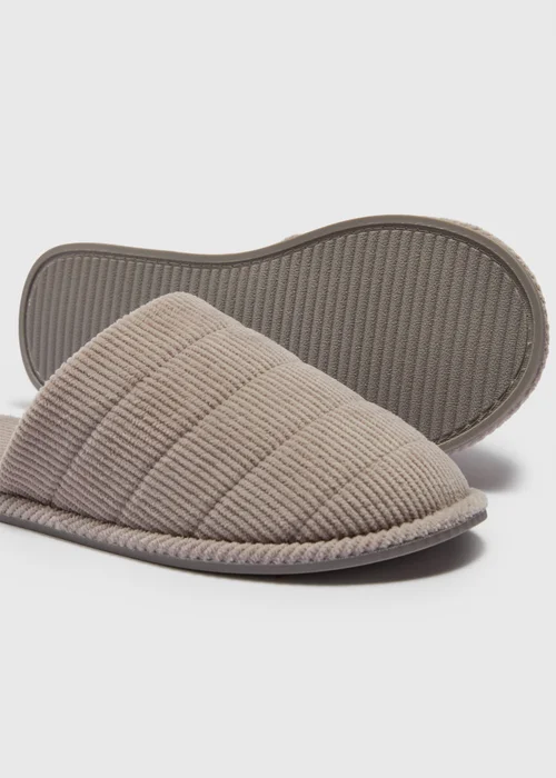 Grey Cord Closed Toe Slippers - S Image 2