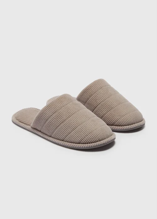 Grey Cord Closed Toe Slippers - S Image 1