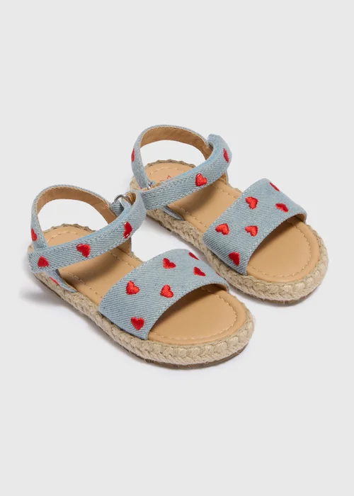 Girls Blue Heart Espadrille Sandals (Younger 4-12) - Size 7 Infants Image 1