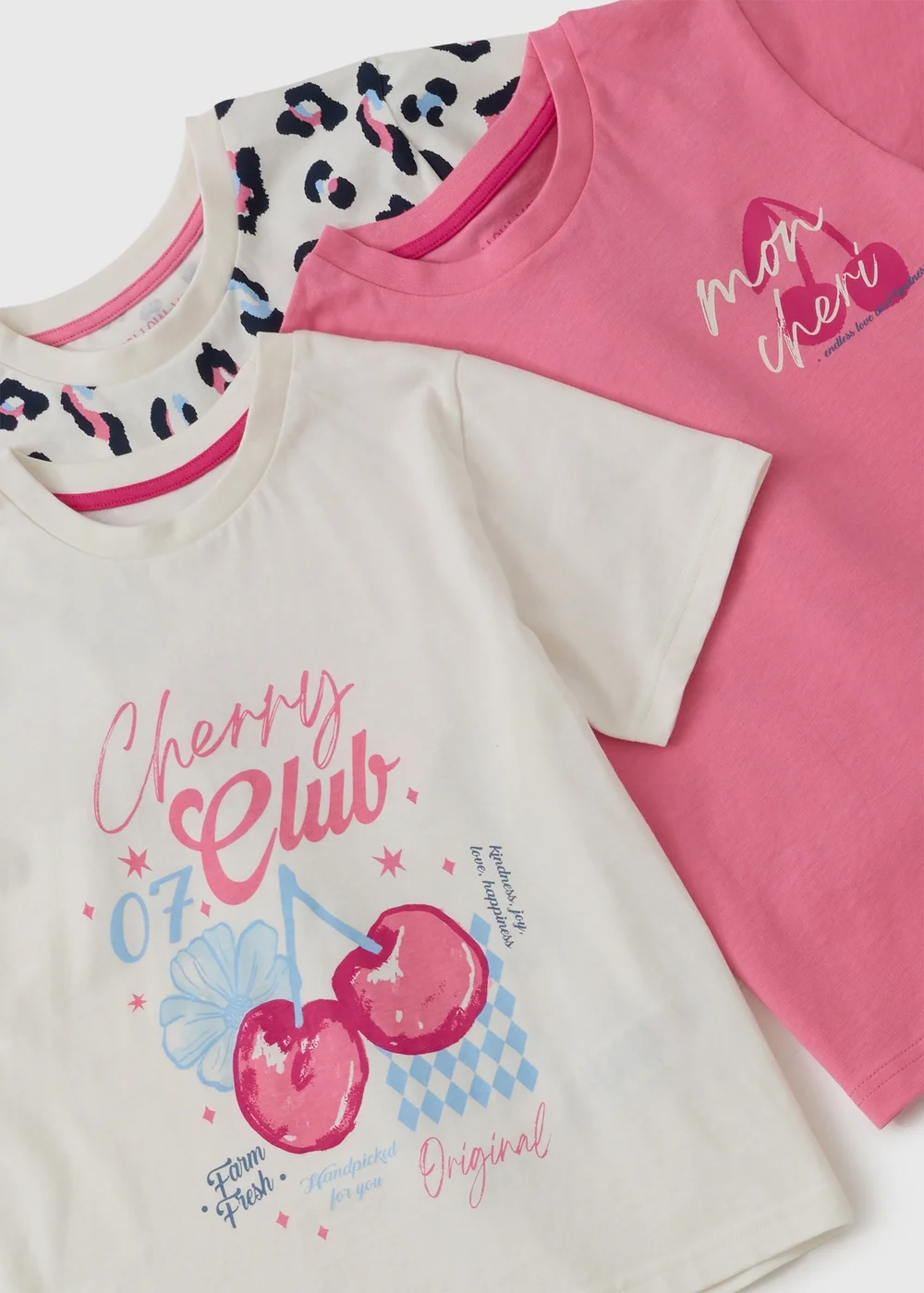3 Pack Girls Pink Cherry Print Shorts Pyjamas (1-7yrs) - 1-1.5 Yrs Image 2
