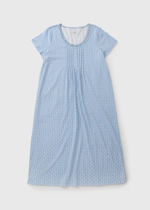 Blue Floral Lace Trim Nightie - Extra small Image 3